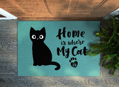 Deurmat binnen Home is where my cat is