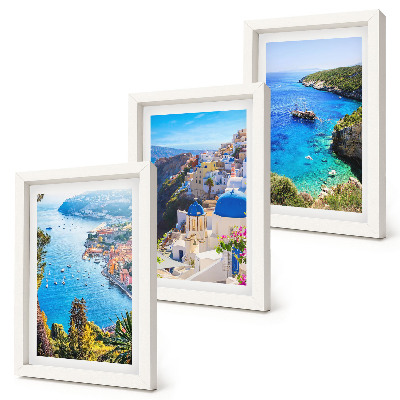 Gallery wall Uitzicht op de Griekse kust en het stadje Oia op Santorini.