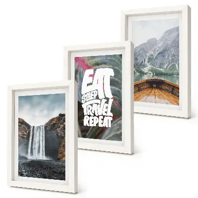 Wanddecoratie set met afbeeldingen van watervallen, bergen, reizen, natuur, boottochten en vegetatie