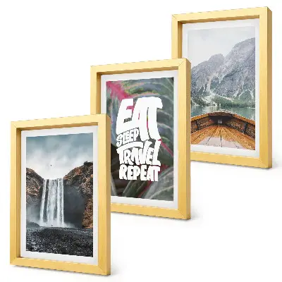 Wanddecoratie set met afbeeldingen van watervallen, bergen, reizen, natuur, boottochten en vegetatie