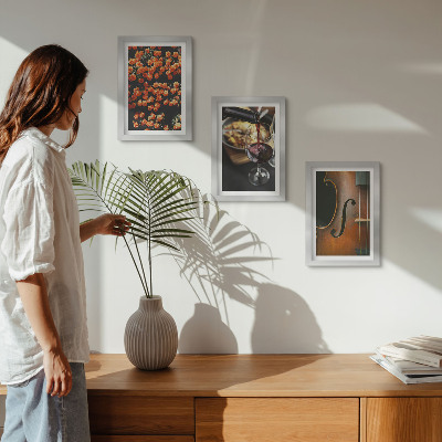 Gallery wall Vintage romantische bloemen, wijn en viool