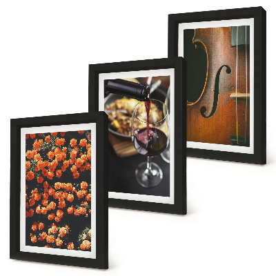 Gallery wall Vintage romantische bloemen, wijn en viool