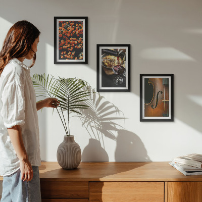 Gallery wall Vintage romantische bloemen, wijn en viool