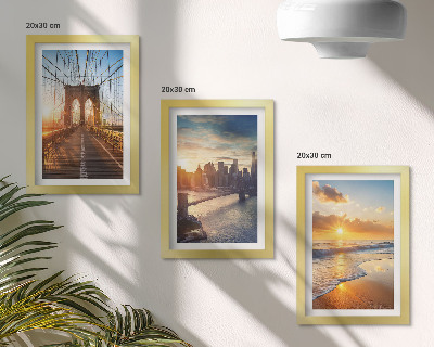 Set van ingelijste schilderijen Bruggen en zonsondergangen in het stedelijk landschap