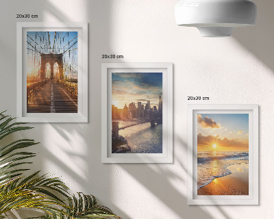 Set van ingelijste schilderijen Bruggen en zonsondergangen in het stedelijk landschap