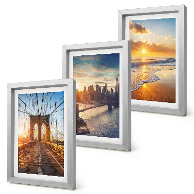 Set van ingelijste schilderijen Bruggen en zonsondergangen in het stedelijk landschap