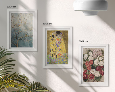 Set van ingelijste schilderijen Bloemen en bomen in de schilderstijl van De Kus van Gustav Klimt.
