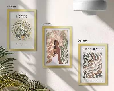 Galerijmuur boho-esthetiek met minimalistische posters in pasteltinten
