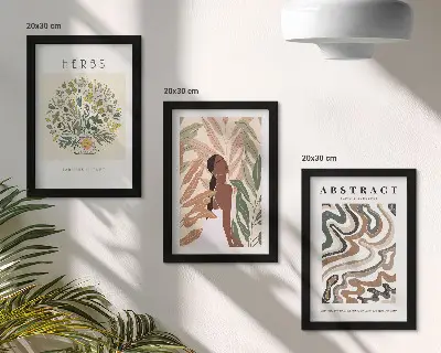 Galerijmuur boho-esthetiek met minimalistische posters in pasteltinten
