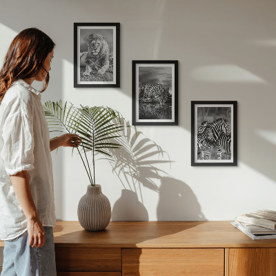 Gallery wall Wilde dieren van de savanne: leeuw, jaguar en zebra