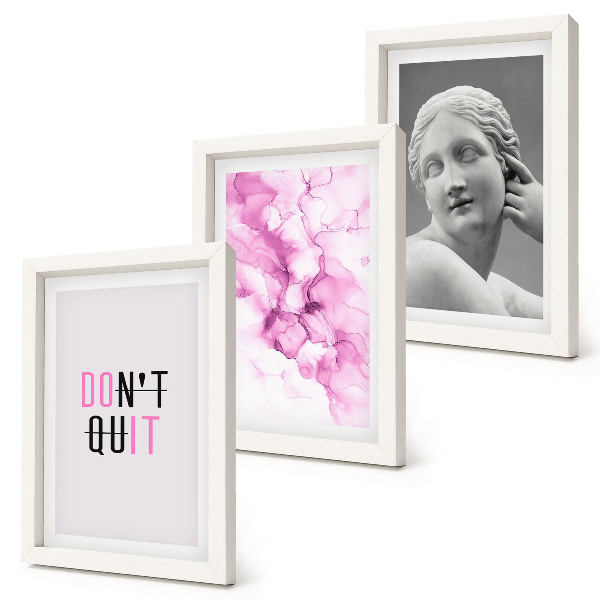 Gallery wall Abstracte aquarel, inspirerende slogan, oude sculptuur