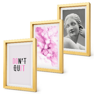 Gallery wall Abstracte aquarel, inspirerende slogan, oude sculptuur