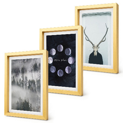 Gallery wall Boslandschap in de mist, maanfasen, hertenkop