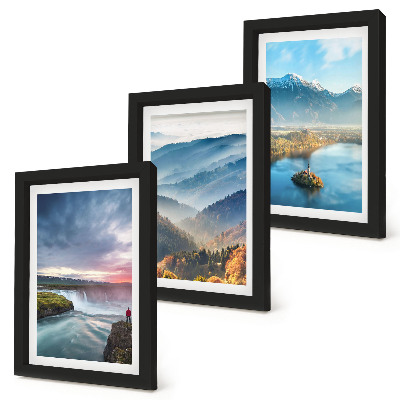 Gallery wall Schilderachtige berglandschappen en watervallen in de natuur.