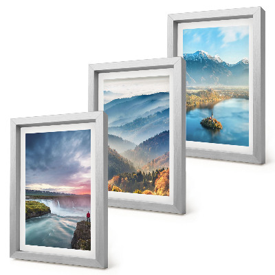 Gallery wall Schilderachtige berglandschappen en watervallen in de natuur.