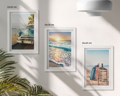 Gallery wall Uitzicht tijdens je vakantie in Miami op de zonsondergang boven de zee.