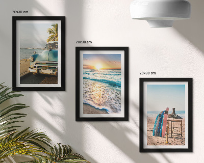 Gallery wall Uitzicht tijdens je vakantie in Miami op de zonsondergang boven de zee.