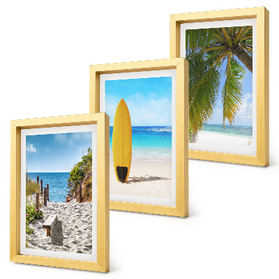 Gallery wall Vakantiebeelden van het strand, de golven en palmbomen in de tropen.
