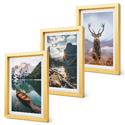 Gallery wall Boot op een bergmeer, zonsondergang, herten in de natuur