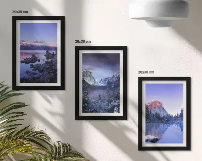 Gallery wall berglandschappen bij schemering met uitzicht op het water