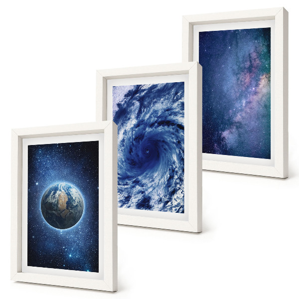 Gallery wall De aarde in de ruimte, een storm en een sterrenstelsel
