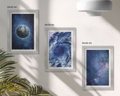 Gallery wall De aarde in de ruimte, een storm en een sterrenstelsel