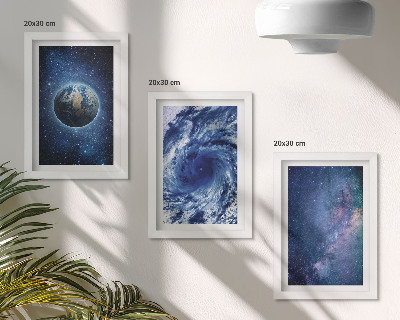 Gallery wall De aarde in de ruimte, een storm en een sterrenstelsel
