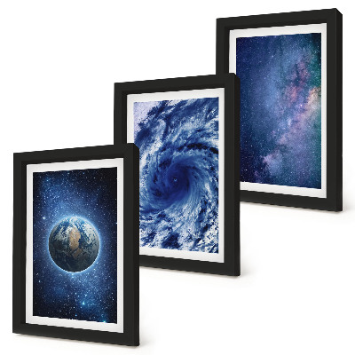 Gallery wall De aarde in de ruimte, een storm en een sterrenstelsel
