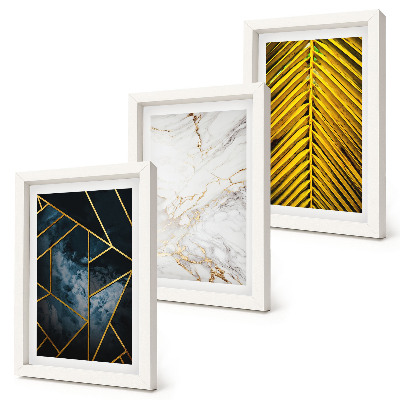 Set van ingelijste schilderijen Moderne geometrische patronen en natuurlijke plantmotieven