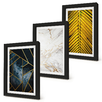 Set van ingelijste schilderijen Moderne geometrische patronen en natuurlijke plantmotieven