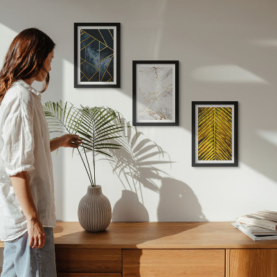 Set van ingelijste schilderijen Moderne geometrische patronen en natuurlijke plantmotieven