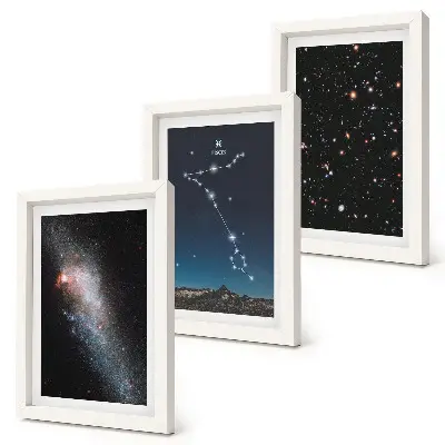 Gallery wall met ruimtelandschappen met het sterrenbeeld Vissen en sterrenstelsels