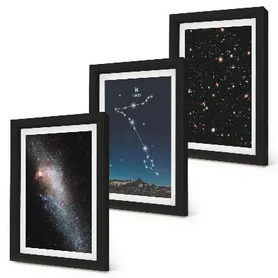 Gallery wall met ruimtelandschappen met het sterrenbeeld Vissen en sterrenstelsels