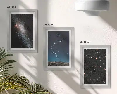 Ingelijste schilderijenset met afbeelding van sterrenbeeld Waterman in de ruimte