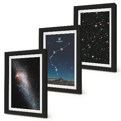 Ingelijste schilderijenset met afbeelding van sterrenbeeld Waterman in de ruimte