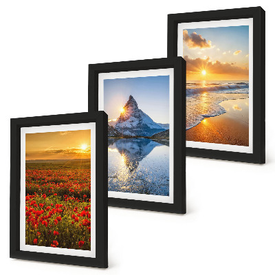 Gallery wall Berg- en kustlandschappen met zonsondergangen