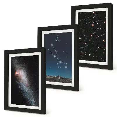 Gallery wall met kosmische sterrenlandschappen en het sterrenbeeld Stier