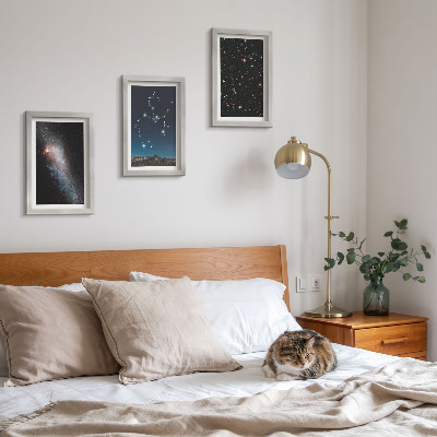 Set van ingelijste schilderijen Sterrenbeelden, constellaties en de ruimte, het sterrenbeeld Boogschutter