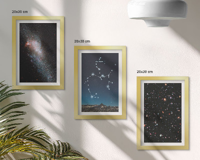 Set van ingelijste schilderijen Sterrenbeelden, constellaties en de ruimte, het sterrenbeeld Boogschutter