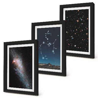 Set van ingelijste schilderijen Sterrenbeelden, constellaties en de ruimte, het sterrenbeeld Boogschutter