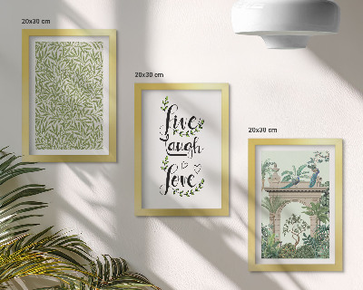 Gallery wall Groene bladeren, inscripties en exotische planten in de architectuur.