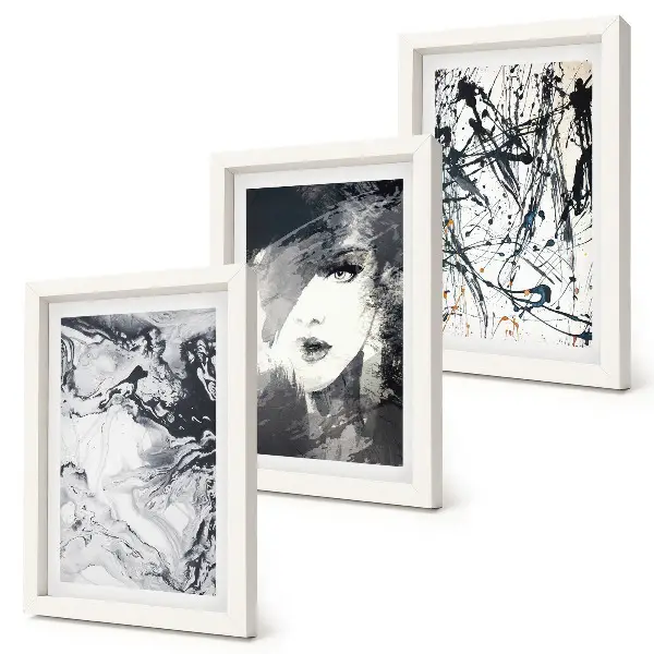 Gallery wall abstracte patronen in zwart-wittinten