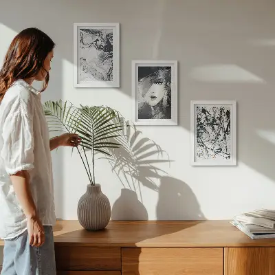 Gallery wall abstracte patronen in zwart-wittinten