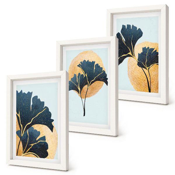 Gallery wall Esthetisch aantrekkelijke ginkgobladeren op een lichte achtergrond.