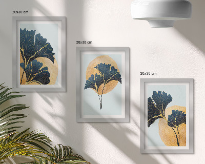 Gallery wall Esthetisch aantrekkelijke ginkgobladeren op een lichte achtergrond.