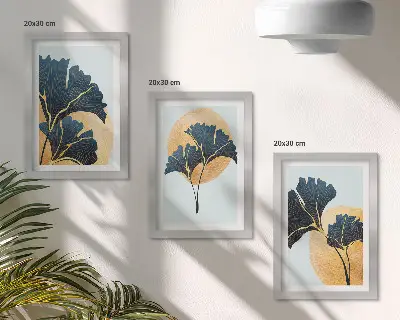Gallery wall esthetische ginkgobladeren op een lichte achtergrond