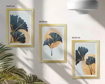 Gallery wall esthetische ginkgobladeren op een lichte achtergrond