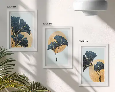Gallery wall esthetische ginkgobladeren op een lichte achtergrond