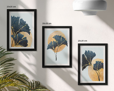 Gallery wall Esthetisch aantrekkelijke ginkgobladeren op een lichte achtergrond.
