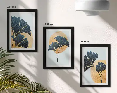 Gallery wall esthetische ginkgobladeren op een lichte achtergrond
